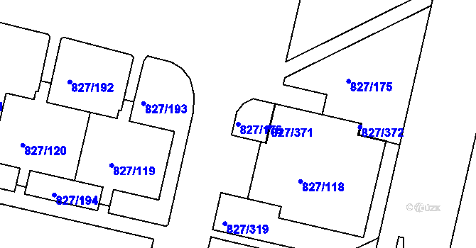Parcela st. 827/176 v KÚ Bohnice, Katastrální mapa
