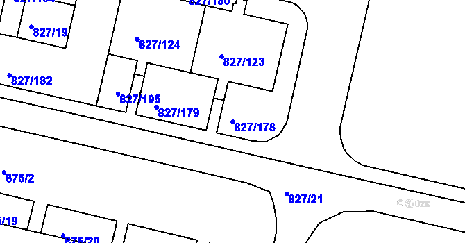 Parcela st. 827/178 v KÚ Bohnice, Katastrální mapa
