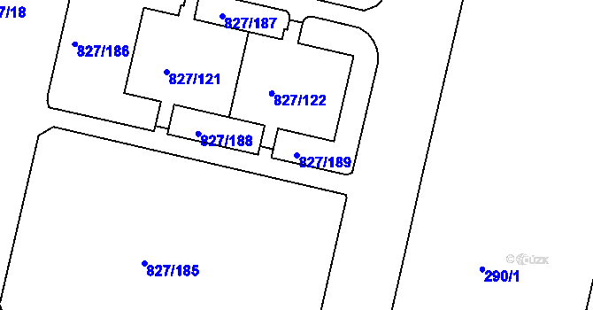 Parcela st. 827/189 v KÚ Bohnice, Katastrální mapa