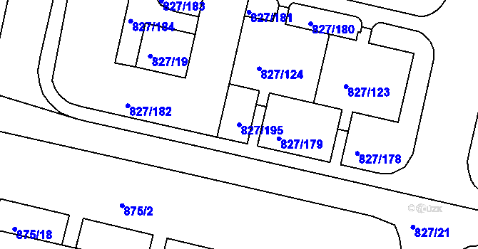 Parcela st. 827/195 v KÚ Bohnice, Katastrální mapa