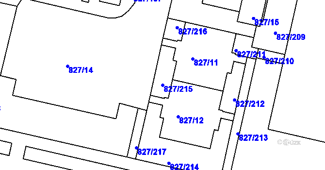 Parcela st. 827/215 v KÚ Bohnice, Katastrální mapa