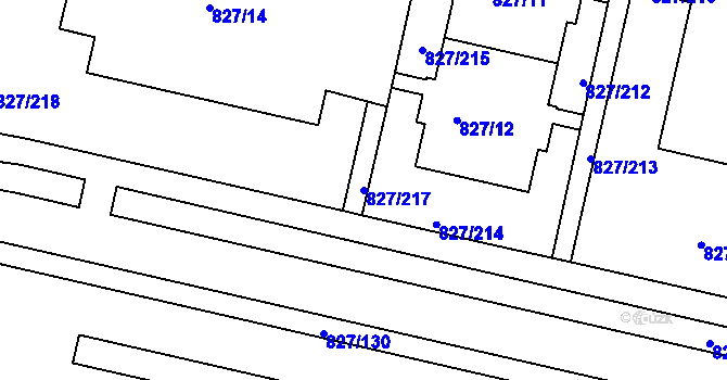 Parcela st. 827/217 v KÚ Bohnice, Katastrální mapa