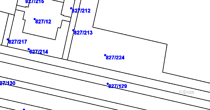Parcela st. 827/224 v KÚ Bohnice, Katastrální mapa
