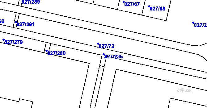 Parcela st. 827/235 v KÚ Bohnice, Katastrální mapa