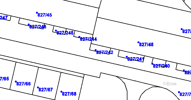 Parcela st. 827/242 v KÚ Bohnice, Katastrální mapa