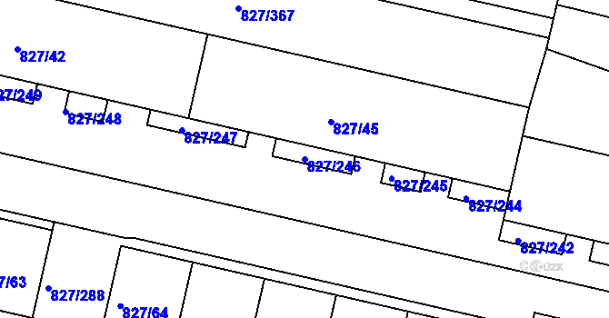 Parcela st. 827/246 v KÚ Bohnice, Katastrální mapa