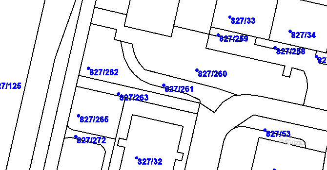 Parcela st. 827/261 v KÚ Bohnice, Katastrální mapa