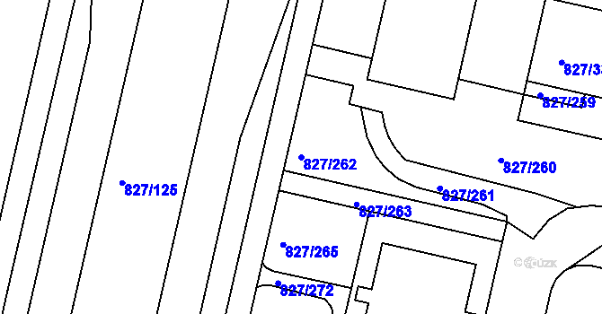 Parcela st. 827/262 v KÚ Bohnice, Katastrální mapa