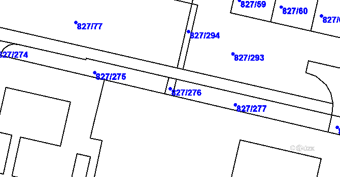 Parcela st. 827/276 v KÚ Bohnice, Katastrální mapa
