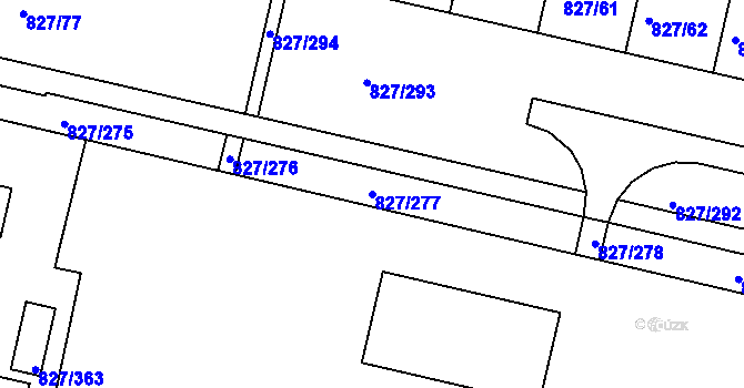 Parcela st. 827/277 v KÚ Bohnice, Katastrální mapa