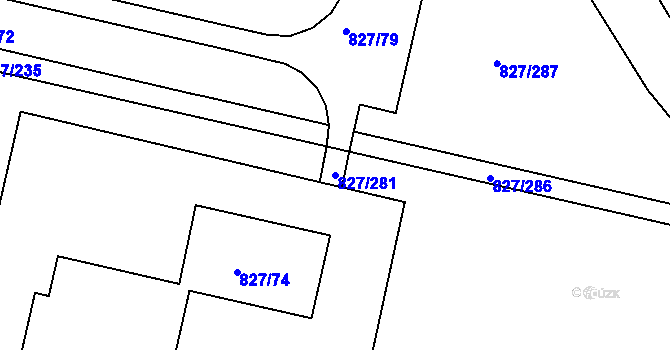 Parcela st. 827/281 v KÚ Bohnice, Katastrální mapa