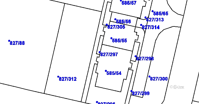 Parcela st. 827/297 v KÚ Bohnice, Katastrální mapa