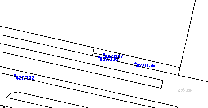 Parcela st. 827/317 v KÚ Bohnice, Katastrální mapa