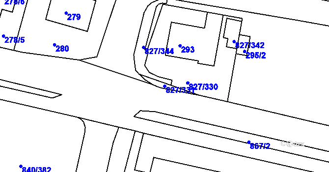 Parcela st. 827/331 v KÚ Bohnice, Katastrální mapa