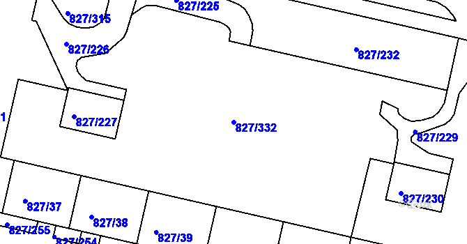 Parcela st. 827/332 v KÚ Bohnice, Katastrální mapa
