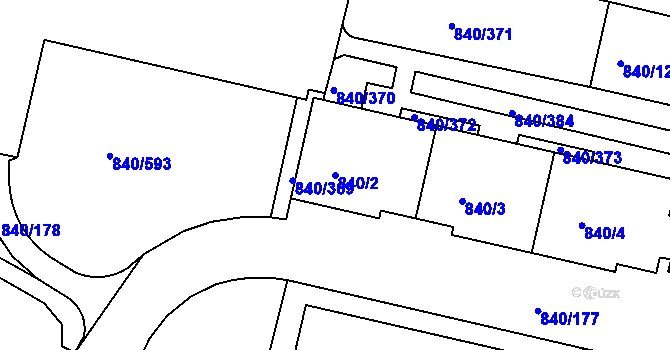 Parcela st. 840/2 v KÚ Bohnice, Katastrální mapa