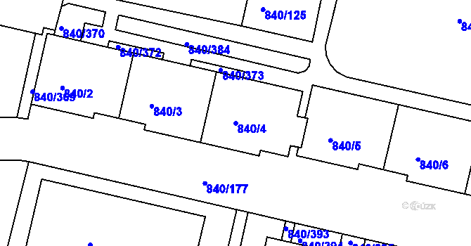 Parcela st. 840/4 v KÚ Bohnice, Katastrální mapa