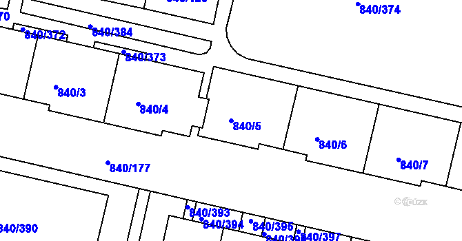 Parcela st. 840/5 v KÚ Bohnice, Katastrální mapa