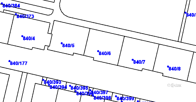 Parcela st. 840/6 v KÚ Bohnice, Katastrální mapa