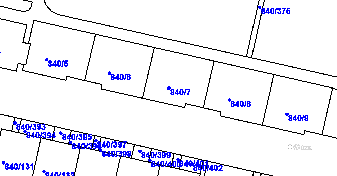 Parcela st. 840/7 v KÚ Bohnice, Katastrální mapa
