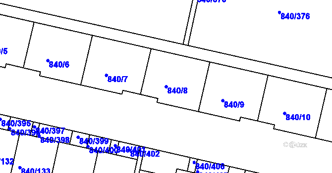 Parcela st. 840/8 v KÚ Bohnice, Katastrální mapa