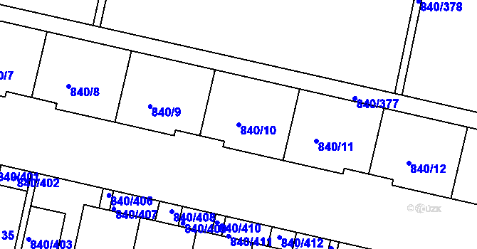Parcela st. 840/10 v KÚ Bohnice, Katastrální mapa