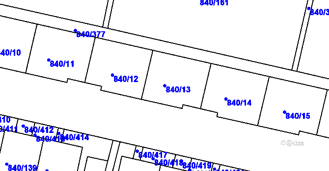 Parcela st. 840/13 v KÚ Bohnice, Katastrální mapa