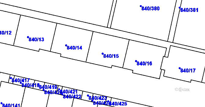 Parcela st. 840/15 v KÚ Bohnice, Katastrální mapa