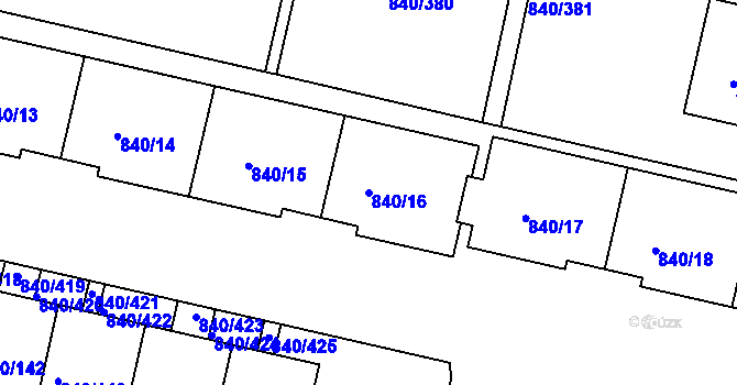 Parcela st. 840/16 v KÚ Bohnice, Katastrální mapa