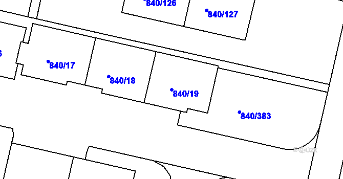 Parcela st. 840/19 v KÚ Bohnice, Katastrální mapa
