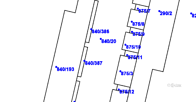 Parcela st. 840/23 v KÚ Bohnice, Katastrální mapa