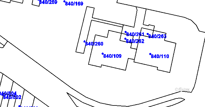Parcela st. 840/109 v KÚ Bohnice, Katastrální mapa