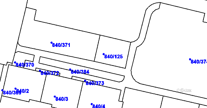 Parcela st. 840/125 v KÚ Bohnice, Katastrální mapa