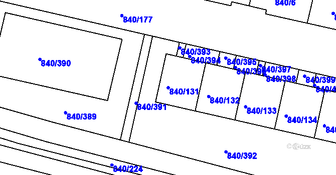 Parcela st. 840/131 v KÚ Bohnice, Katastrální mapa