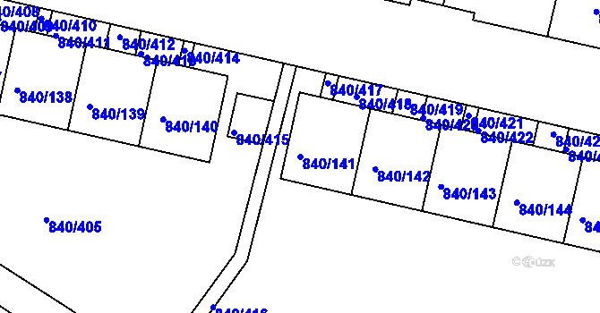 Parcela st. 840/141 v KÚ Bohnice, Katastrální mapa