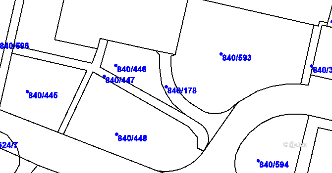 Parcela st. 840/178 v KÚ Bohnice, Katastrální mapa