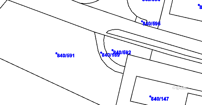 Parcela st. 840/189 v KÚ Bohnice, Katastrální mapa