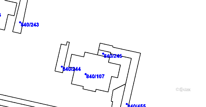 Parcela st. 840/245 v KÚ Bohnice, Katastrální mapa