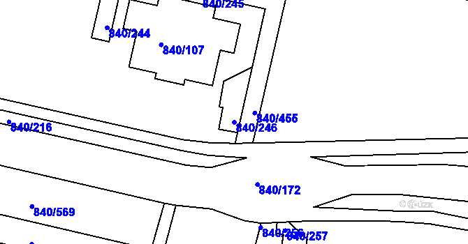 Parcela st. 840/246 v KÚ Bohnice, Katastrální mapa
