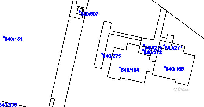 Parcela st. 840/275 v KÚ Bohnice, Katastrální mapa