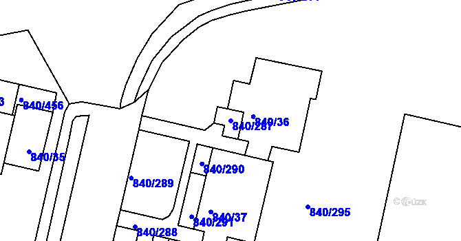 Parcela st. 840/287 v KÚ Bohnice, Katastrální mapa