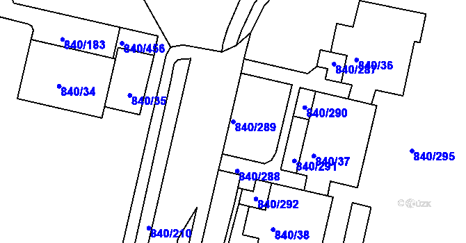 Parcela st. 840/289 v KÚ Bohnice, Katastrální mapa