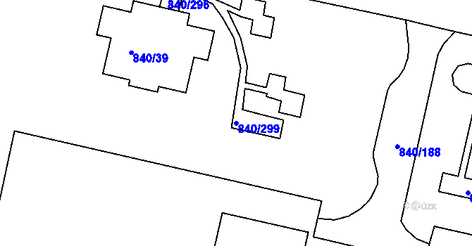 Parcela st. 840/299 v KÚ Bohnice, Katastrální mapa