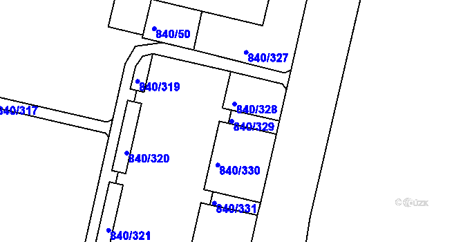 Parcela st. 840/329 v KÚ Bohnice, Katastrální mapa