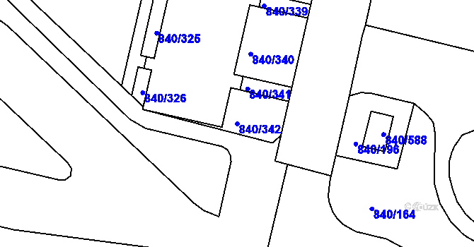 Parcela st. 840/342 v KÚ Bohnice, Katastrální mapa