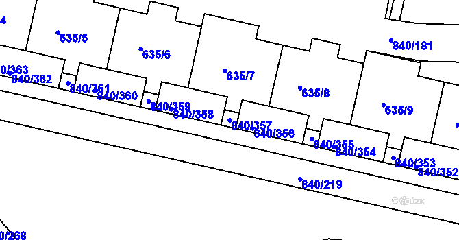Parcela st. 840/357 v KÚ Bohnice, Katastrální mapa