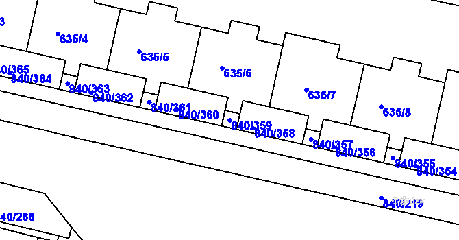 Parcela st. 840/359 v KÚ Bohnice, Katastrální mapa