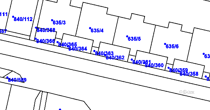 Parcela st. 840/362 v KÚ Bohnice, Katastrální mapa