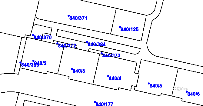 Parcela st. 840/373 v KÚ Bohnice, Katastrální mapa