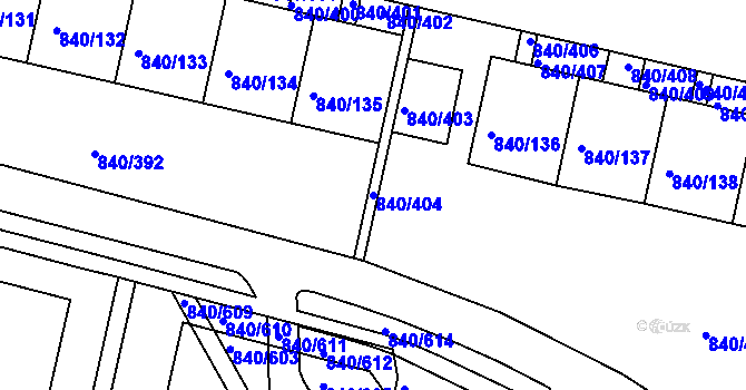 Parcela st. 840/404 v KÚ Bohnice, Katastrální mapa
